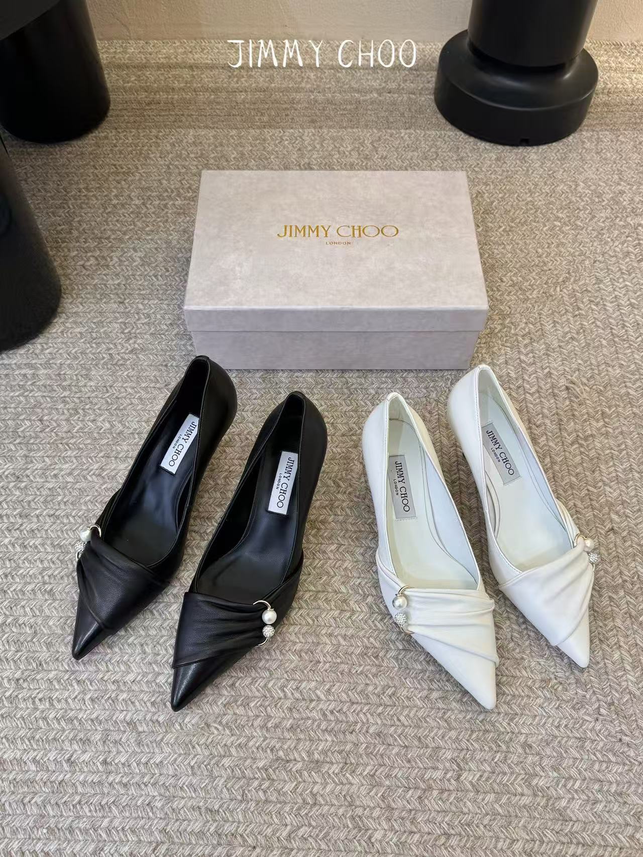 jimmycho0 高品質シープスキン・パール・ハイヒール【50％割引+送料無料】