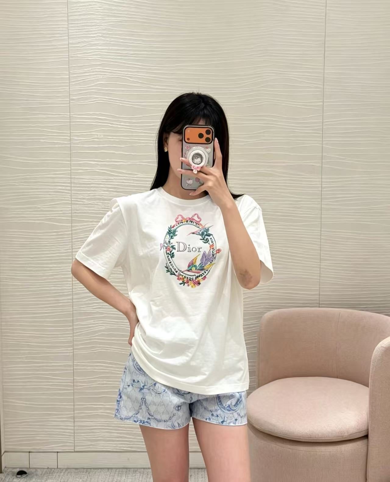 DI0R刺繍入りレターTシャツ【50％割引+送料無料】