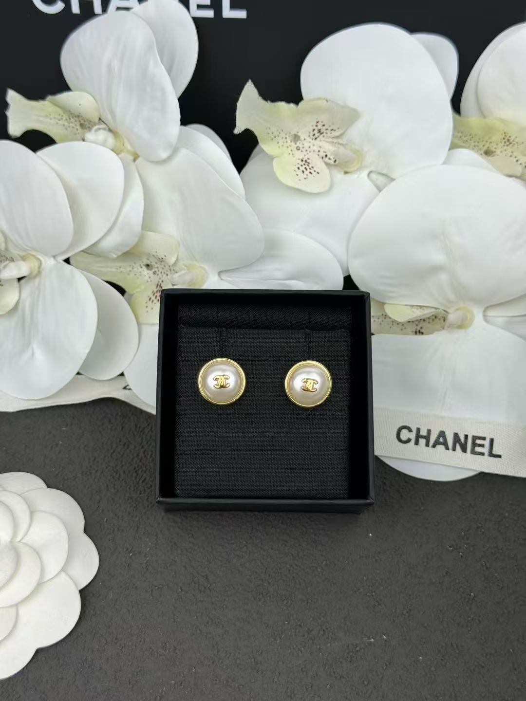 CHANE1 ダブルCラウンドパールスタッドピアス【50％割引+送料無料】