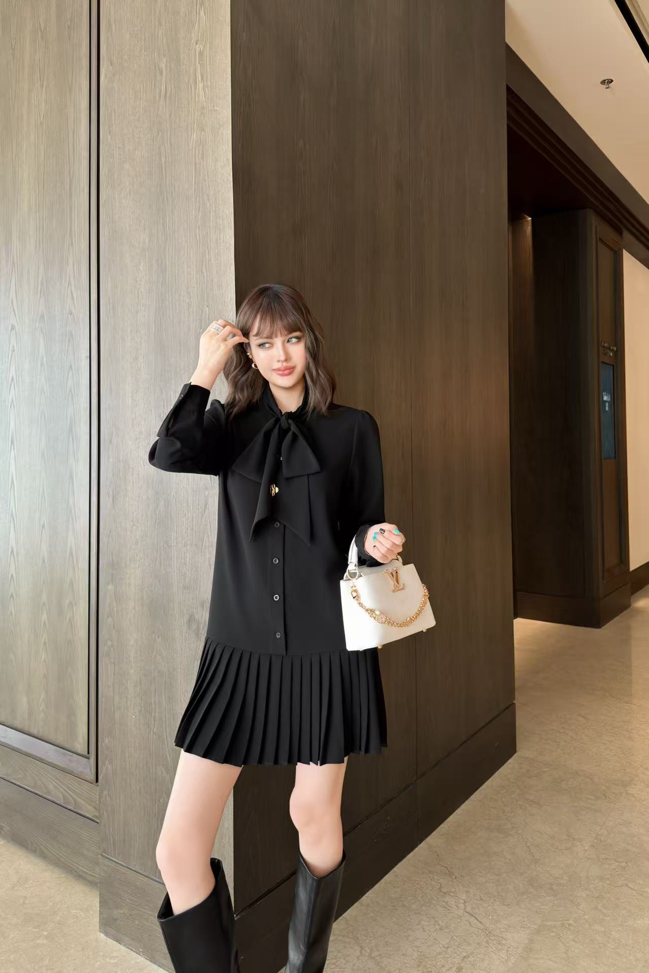 LVシンプルな長袖ワンピース【50％割引+送料無料】
