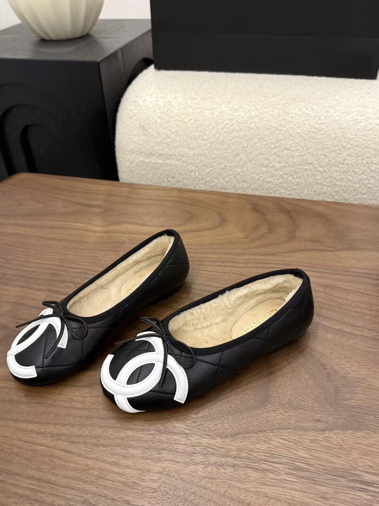 CHANE1 高品質ダブルCウールフラットシューズ【50%割引+送料無料】
