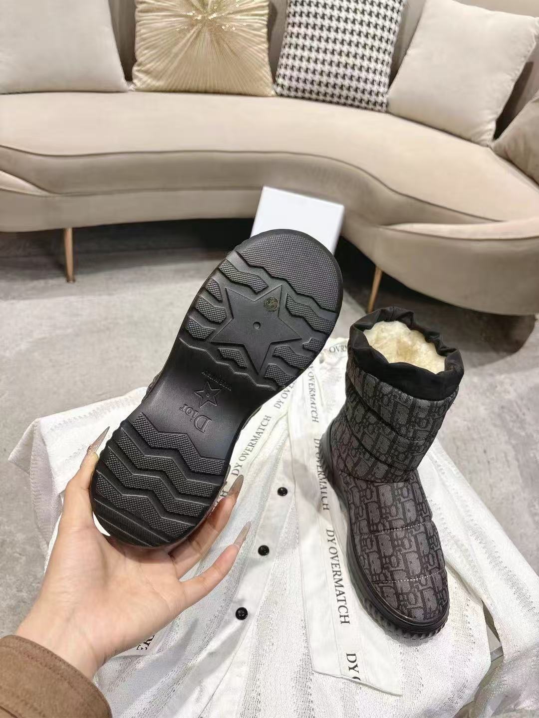 DIOR ハイクオリティ・ジャカード・ダウンショートブーツ【50%割引+送料無料】