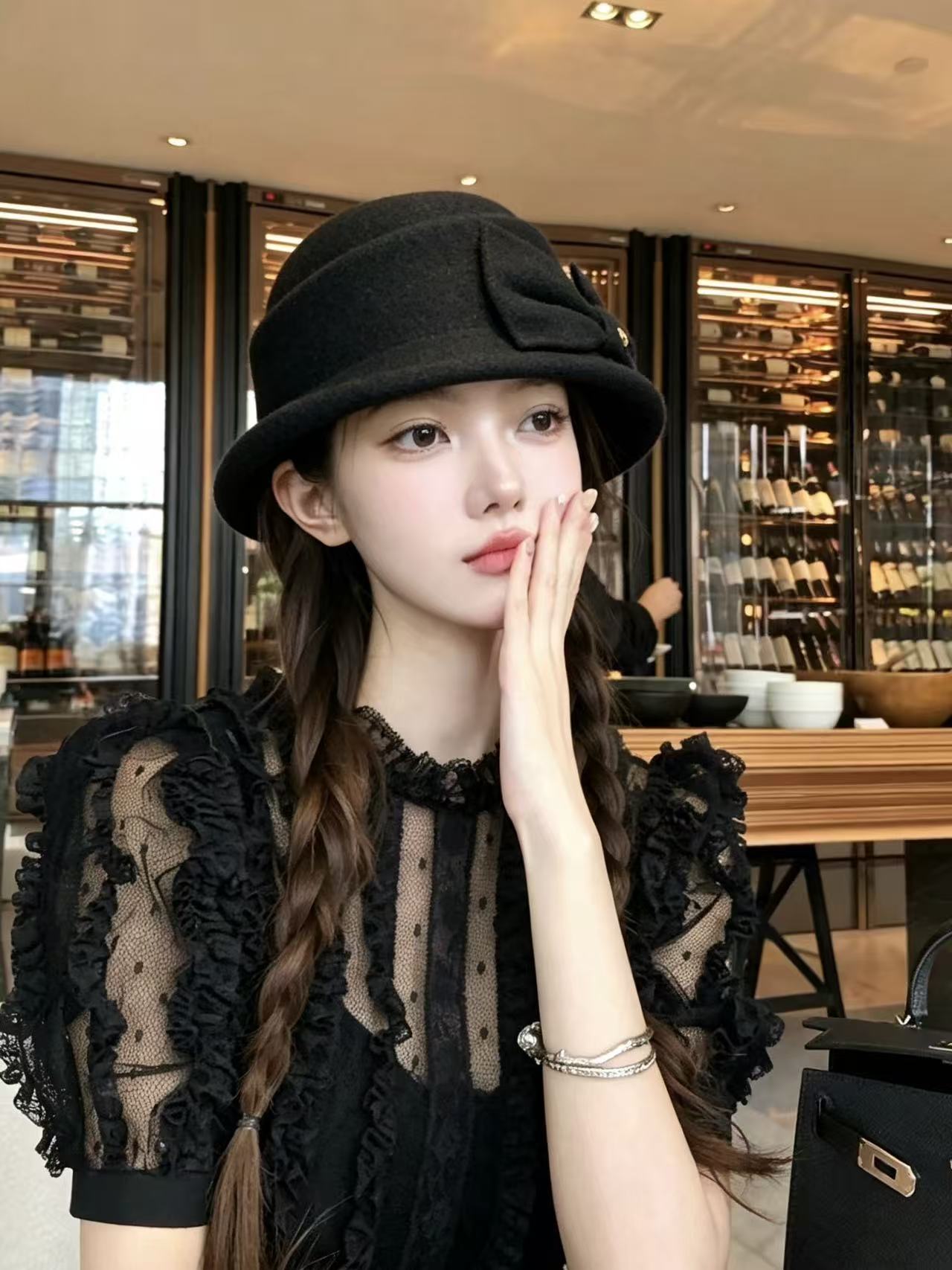 CHANEL ダブルC ウールバケットハット【50％割引+送料無料】