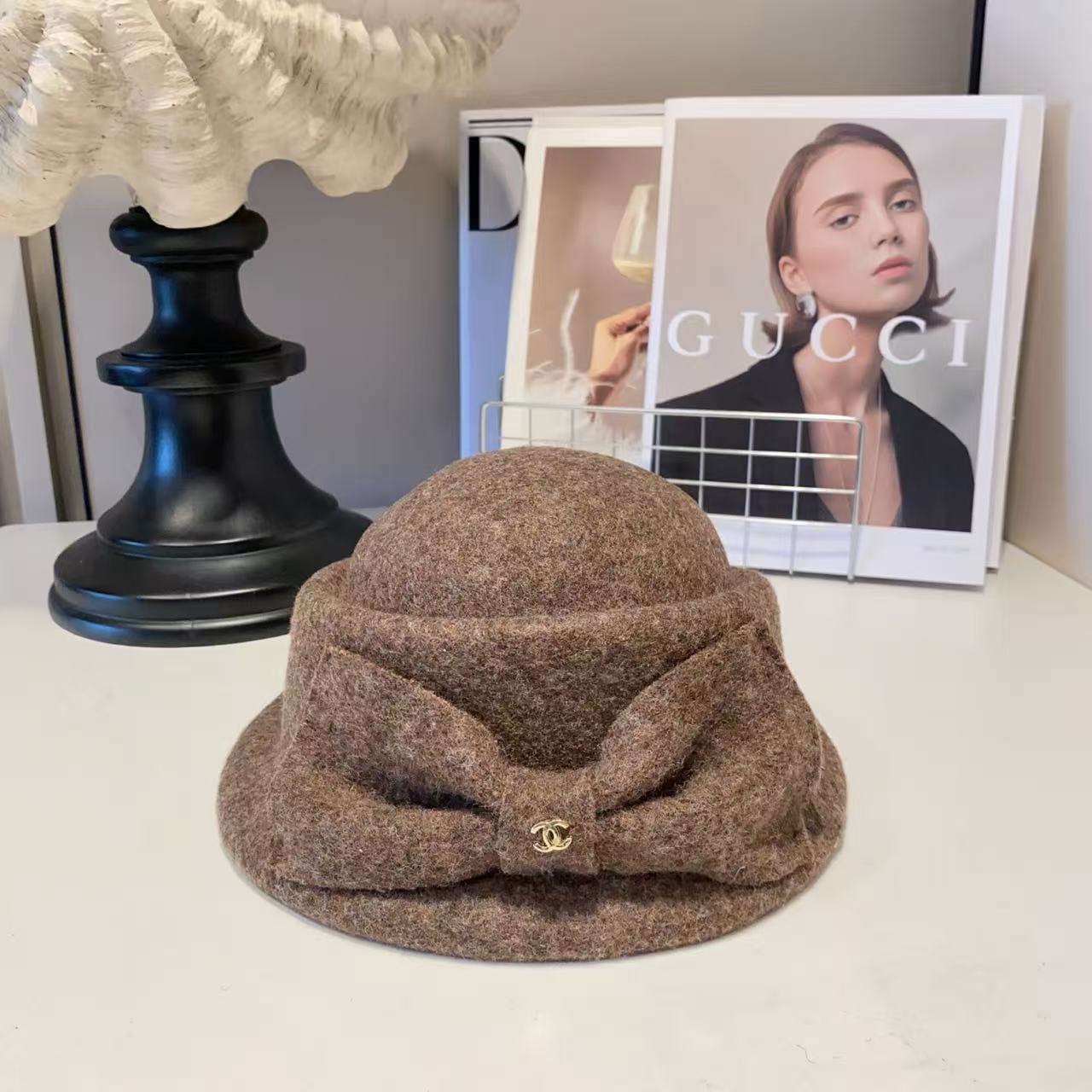 CHANEL ダブルC ウールバケットハット【50％割引+送料無料】