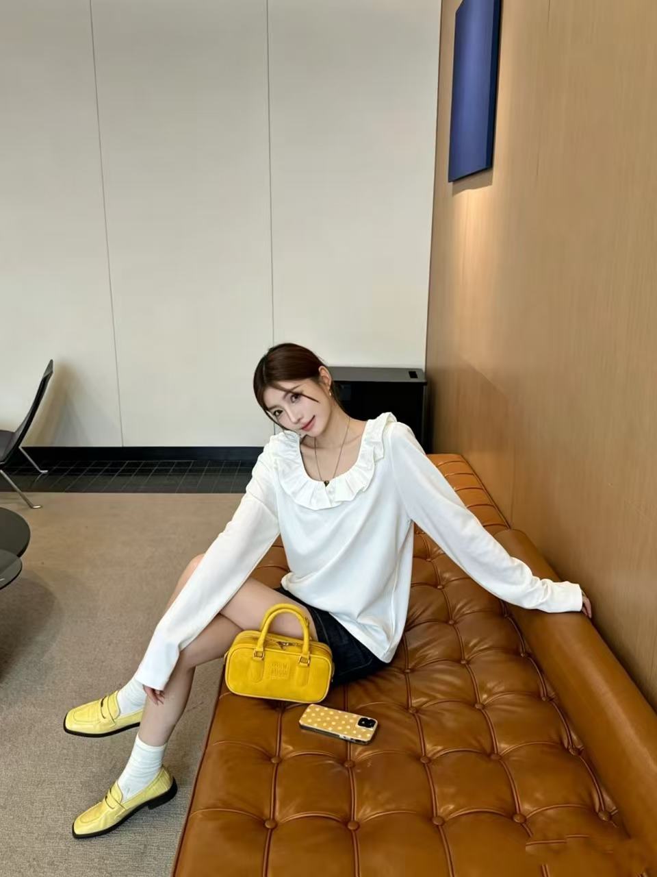 LV ラッフル付き長袖Tシャツ【50％割引+送料無料】