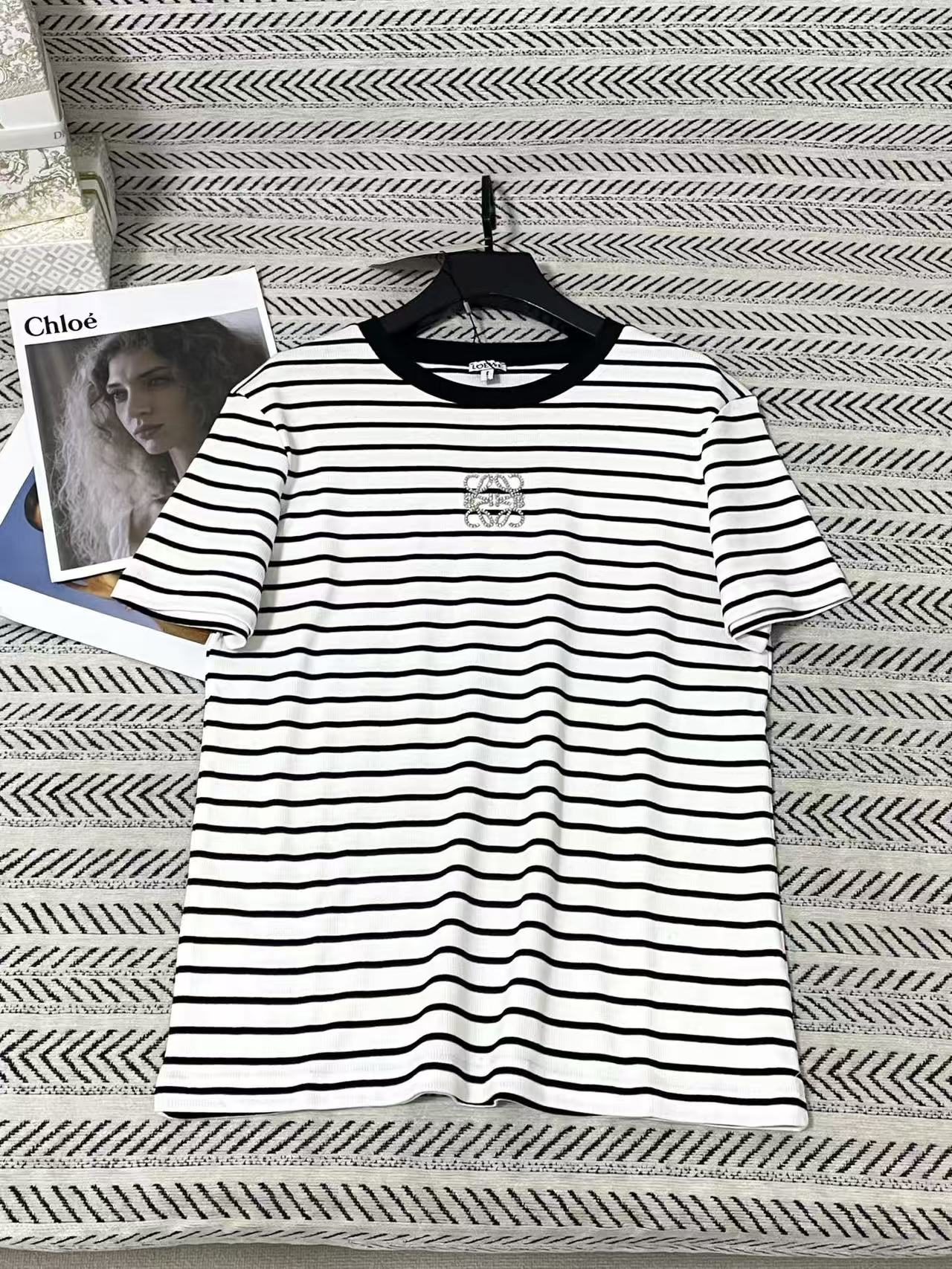LOEWE ストライプ ロゴTシャツ【50％割引+送料無料】