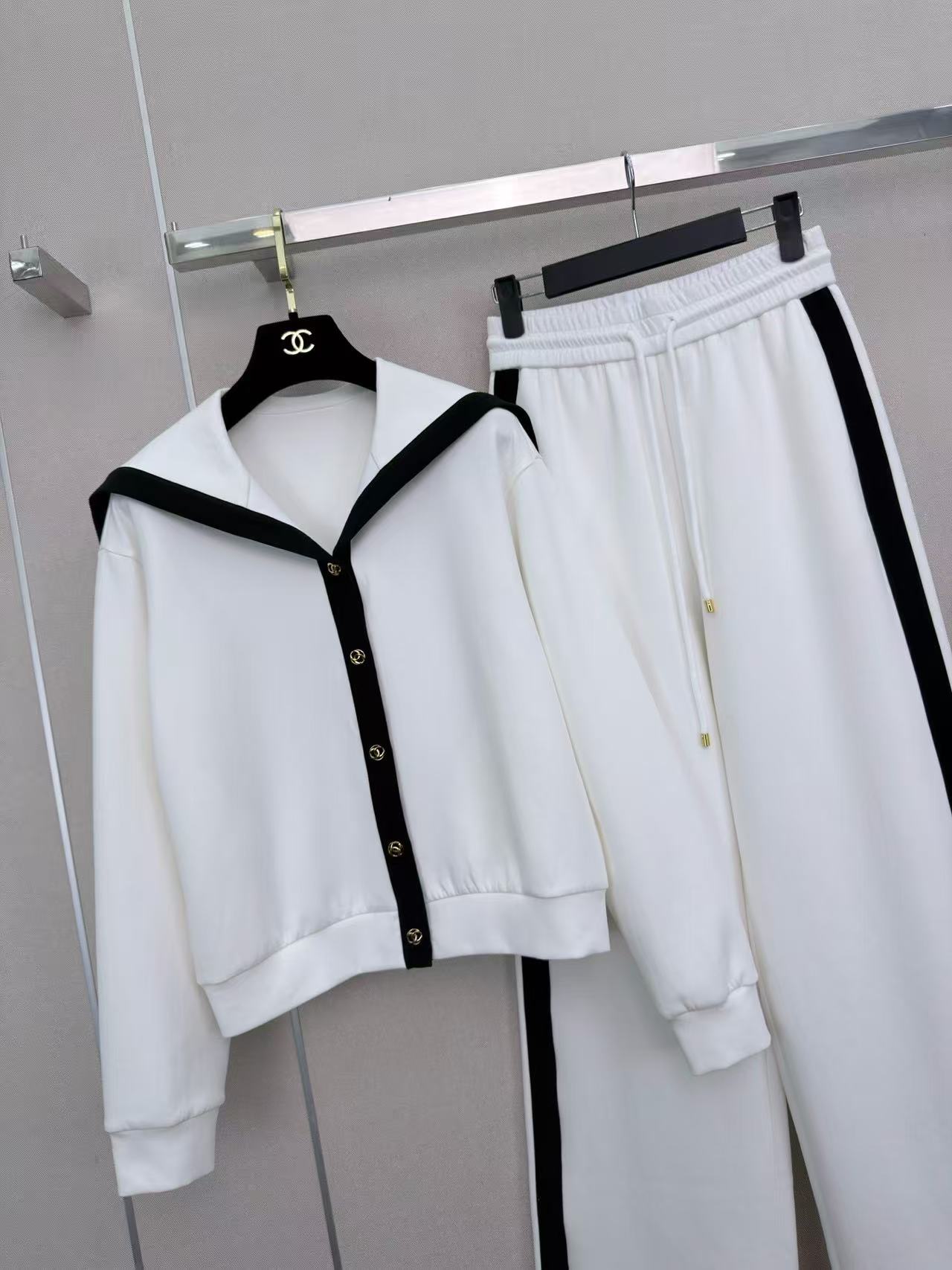 CHANEL風 襟付きジャケット＆パンツ セットアップ【50％割引+送料無料】