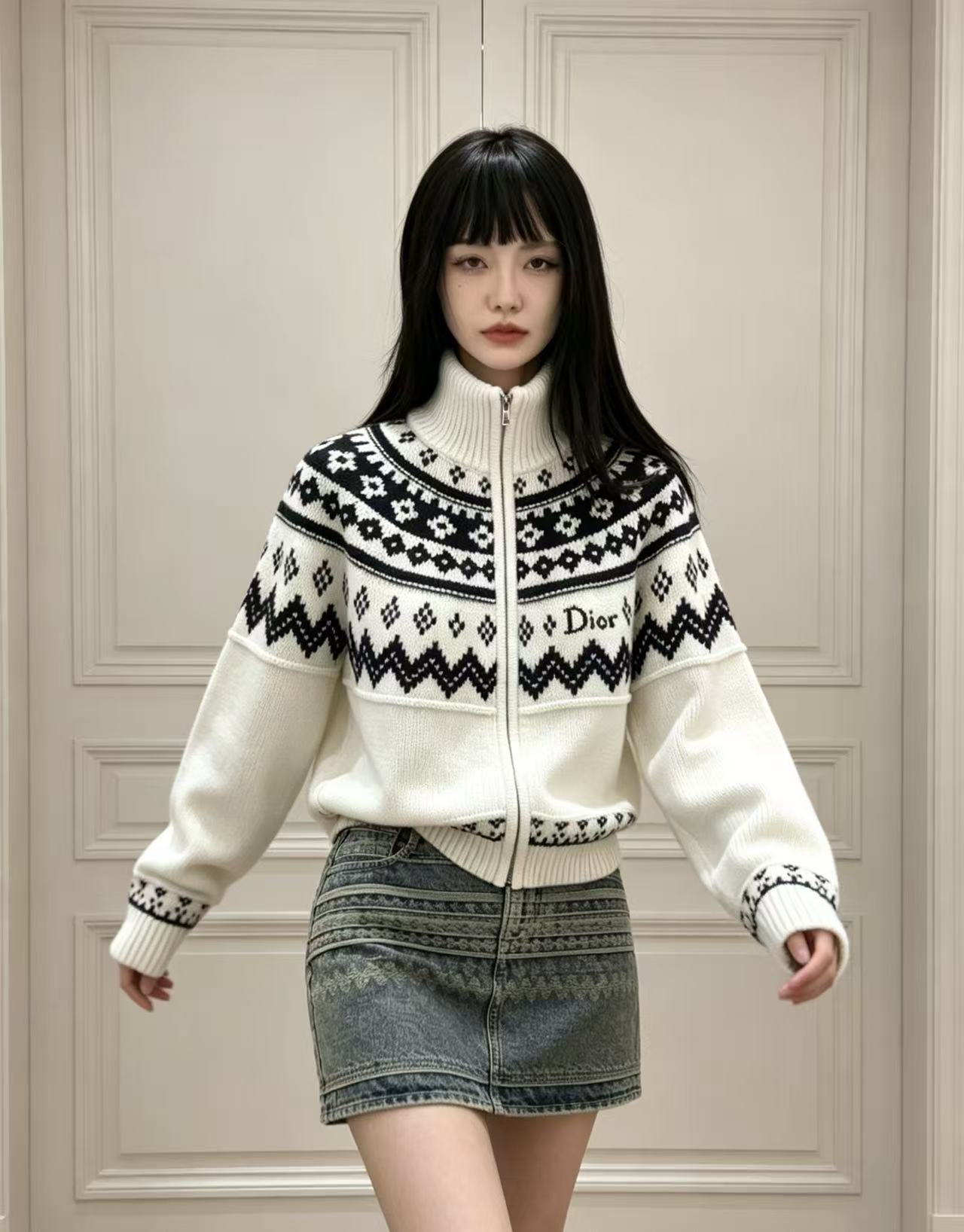 DIOR プリント入りウールカーディガン【50％割引+送料無料】