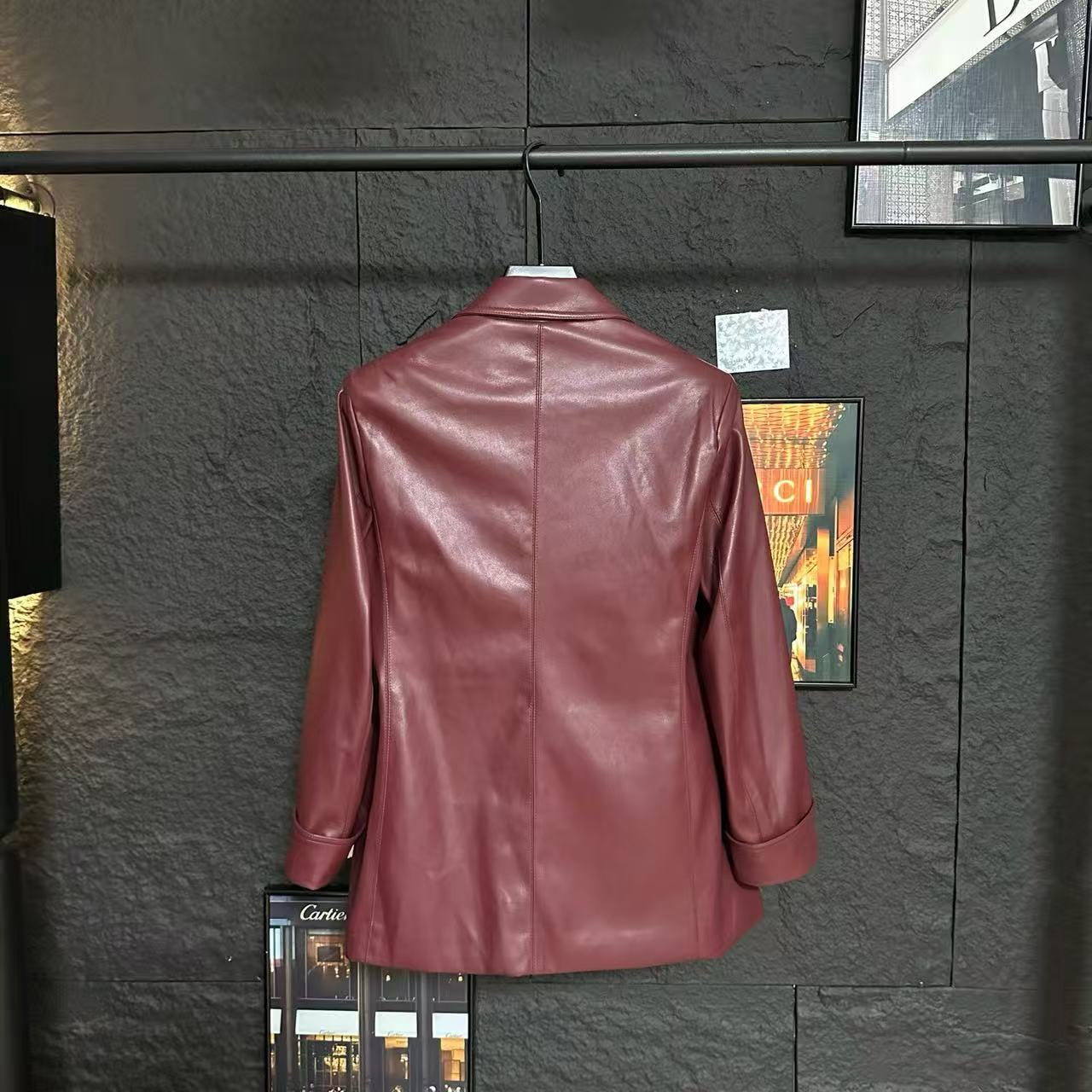 CHANE1 ダブルブレストレザージャケット【50％割引+送料無料】