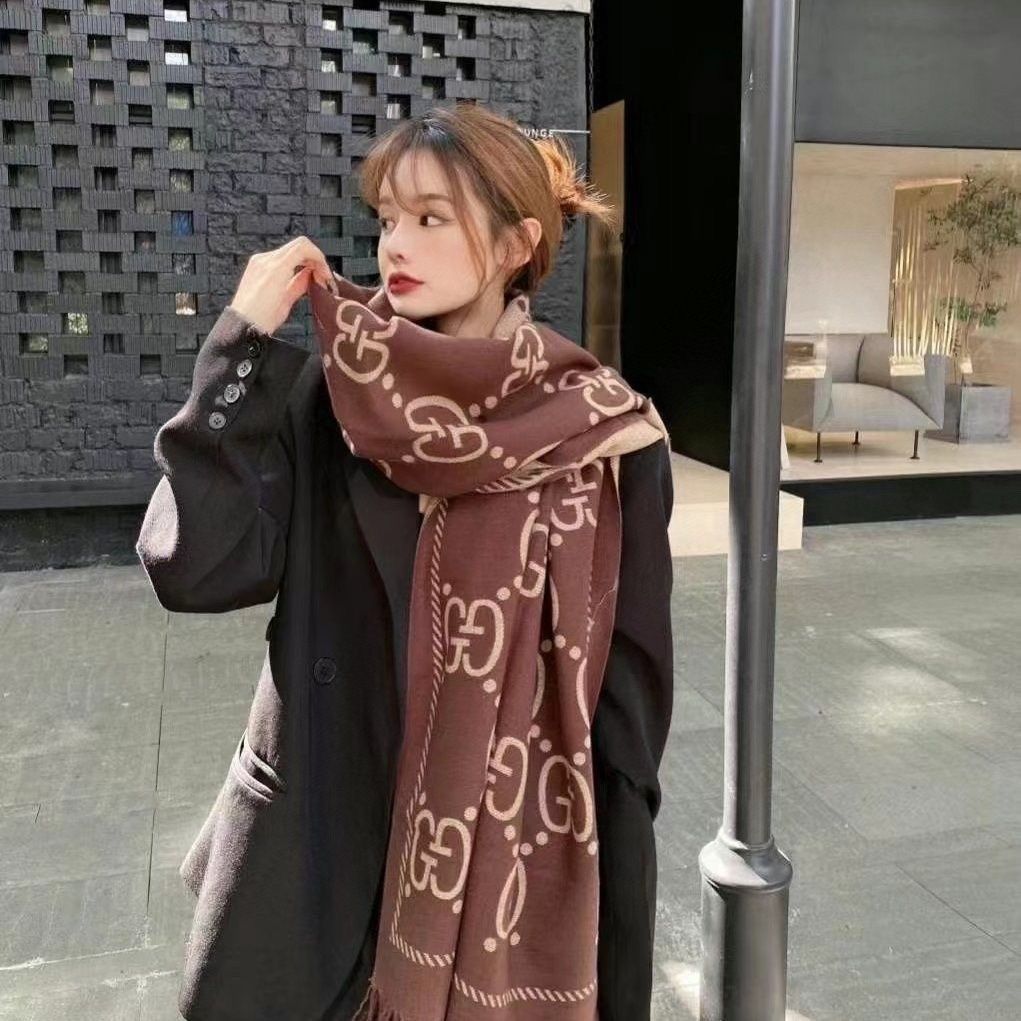 [GUCC1]🧣フリンジ付きリバーシブルスカーフ🧣【50％割引+送料無料】