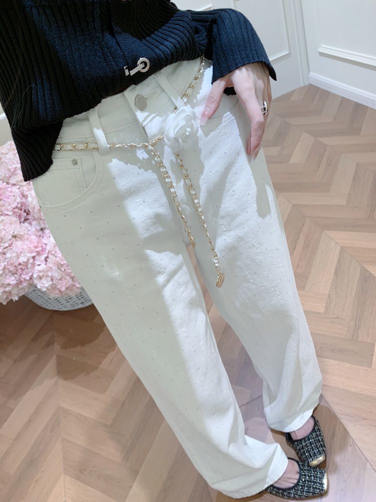 👖CHANE1ゆったりとした刺繍入りジャカードジーンズ📿