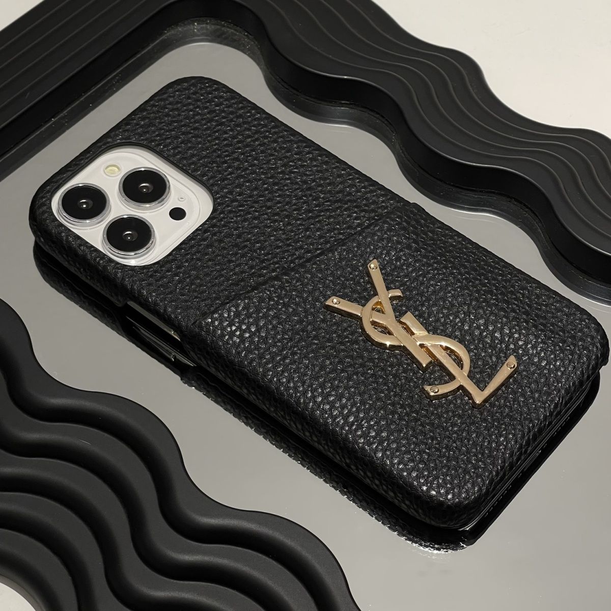[SYL]24新着📿ライチレザー携帯電話ケース📿📱パール【50％割引+送料無料】