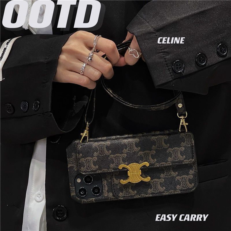 [CEL1NE]24新着カードホルダー付きレザークロスボディフォンケース📱【50％割引+送料無料】