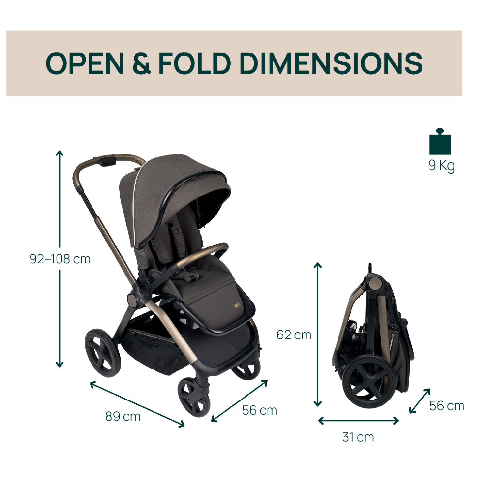 Next2me Forever Baby Crib + Mysa Bronze Lizard Relux Stroller