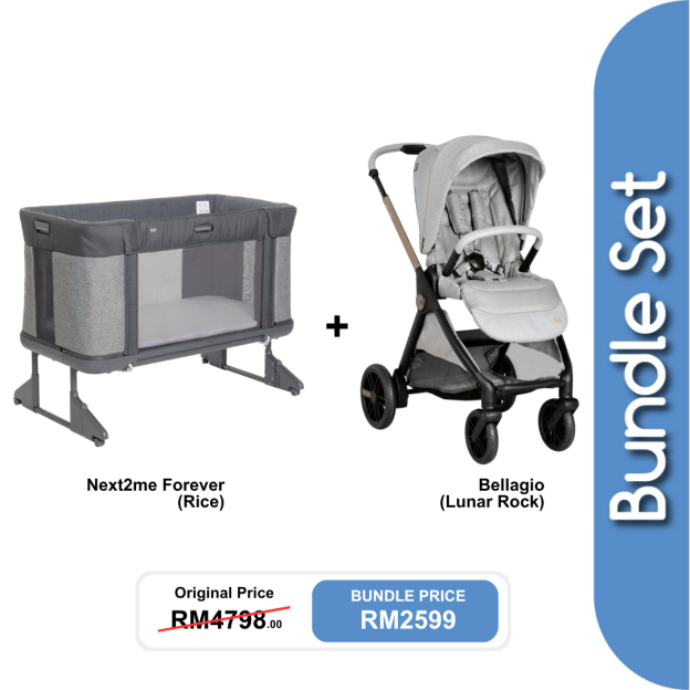 [Bundle Set] Next2me Forever Crib + Bellagio Stroller