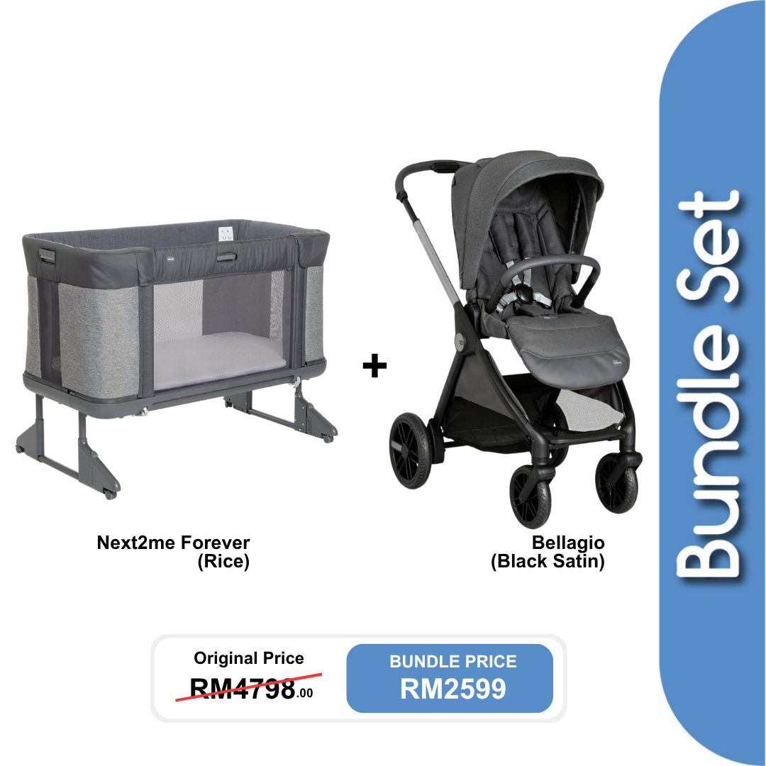 [Bundle Set] Next2me Forever Crib + Bellagio Stroller