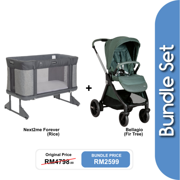 [Bundle Set] Next2me Forever Crib + Bellagio Stroller
