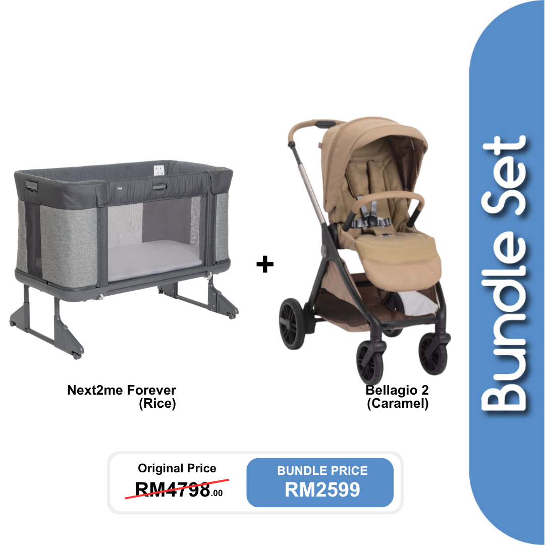[Bundle Set] Next2me Forever Crib + Bellagio Stroller