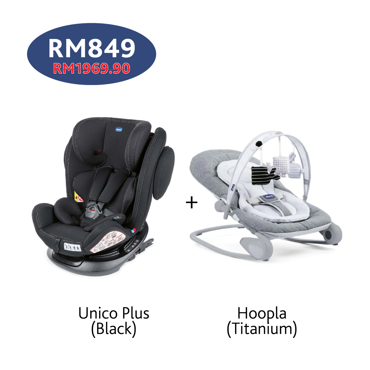 Unico Plus Car Seat + Hoopla Bouncer