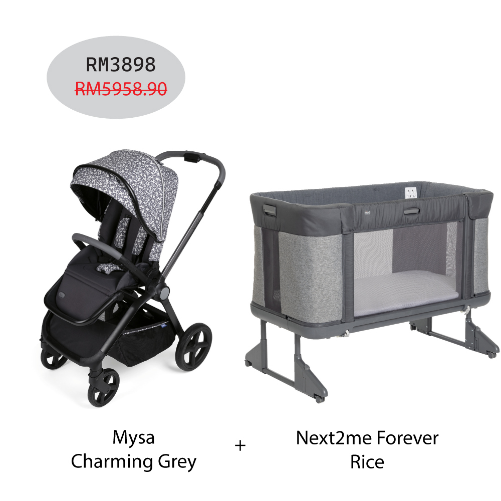 Next2me Forever Baby Crib + Mysa Stroller