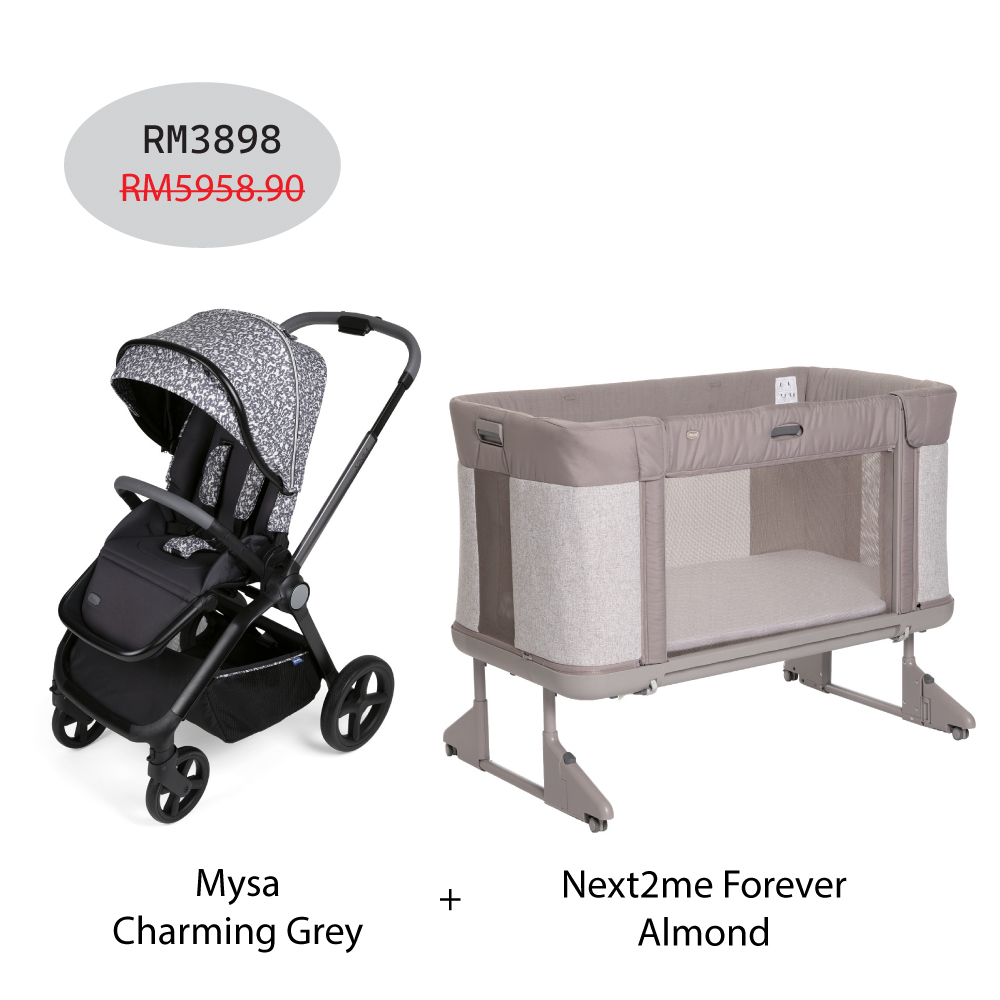 Next2me Forever Baby Crib + Mysa Stroller