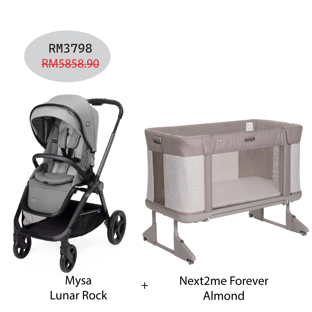 Next2me Forever Baby Crib + Mysa Stroller