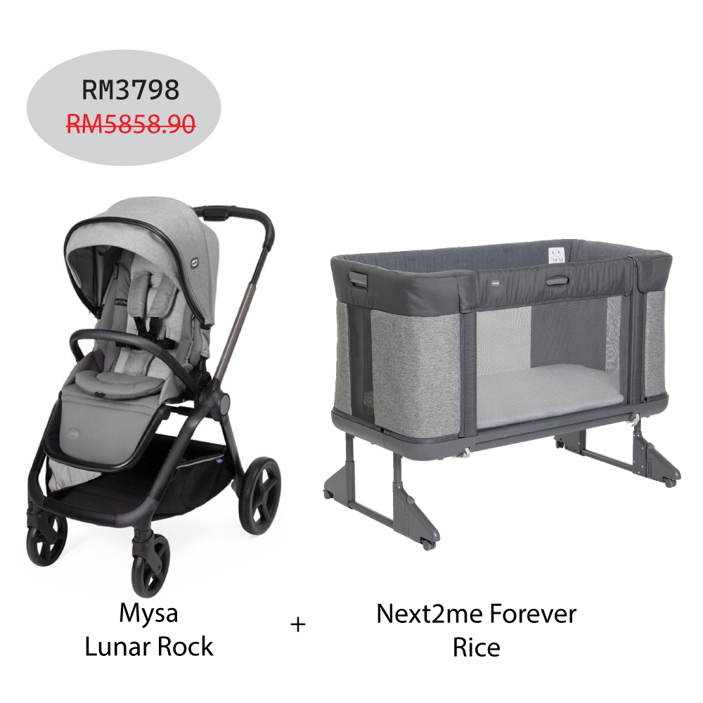 Next2me Forever Baby Crib + Mysa Stroller