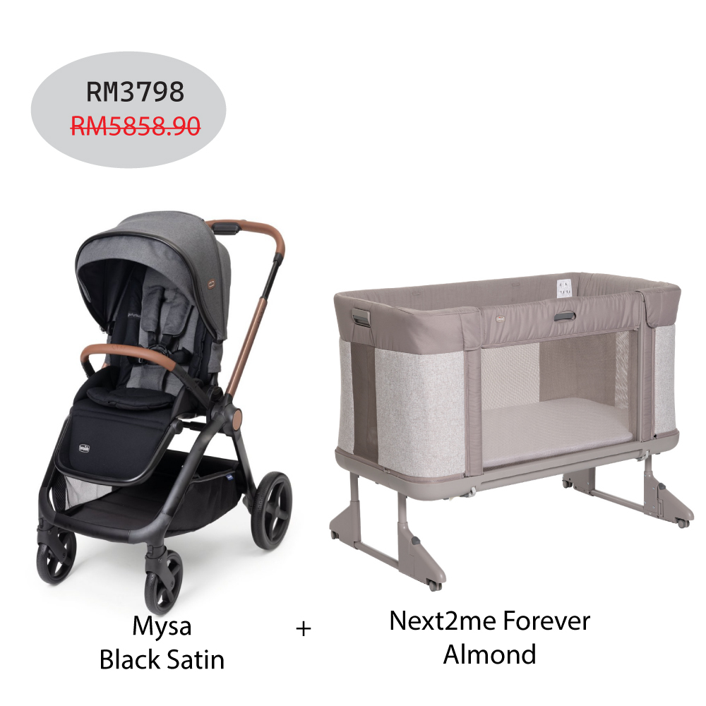 Next2me Forever Baby Crib + Mysa Stroller