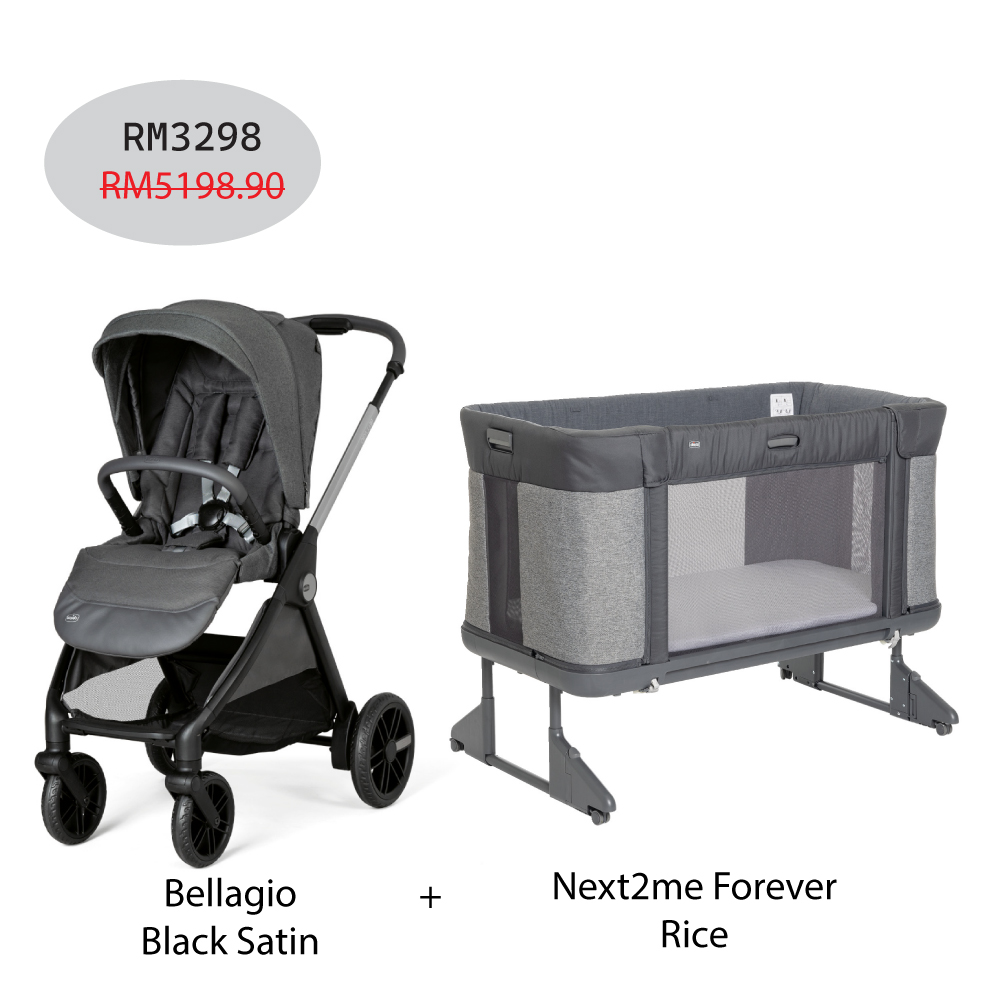 Next2me Forever Baby Crib + Bellagio Stroller