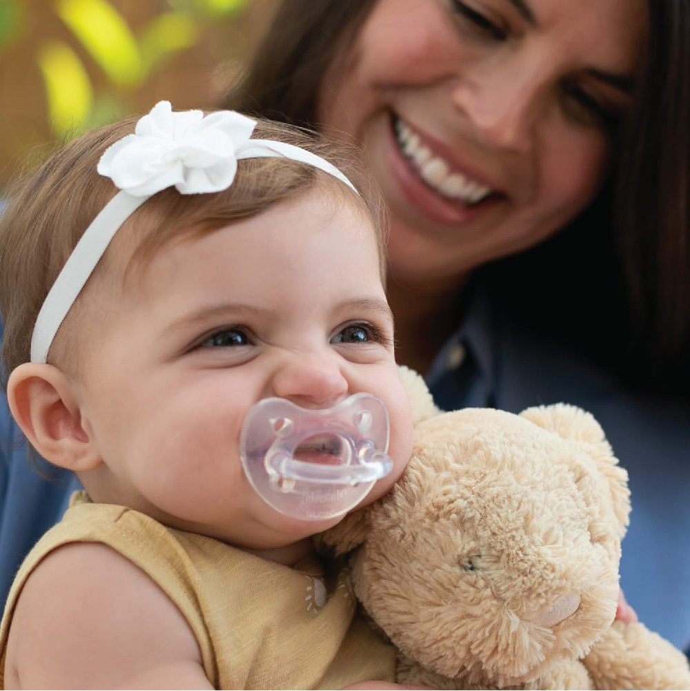 Physioforma Silicone Soother Soft Luxe (6-16M) - Blue/Grey & Orange/Transparent