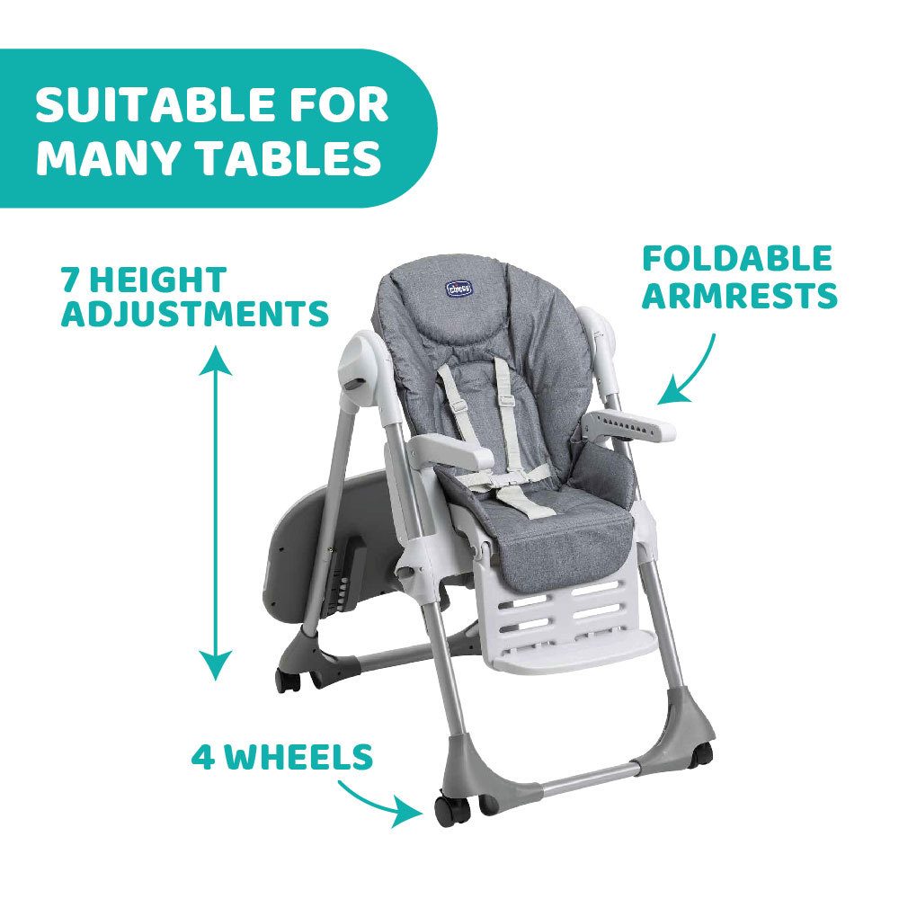 Polly Easy Highchair- Grey Melange