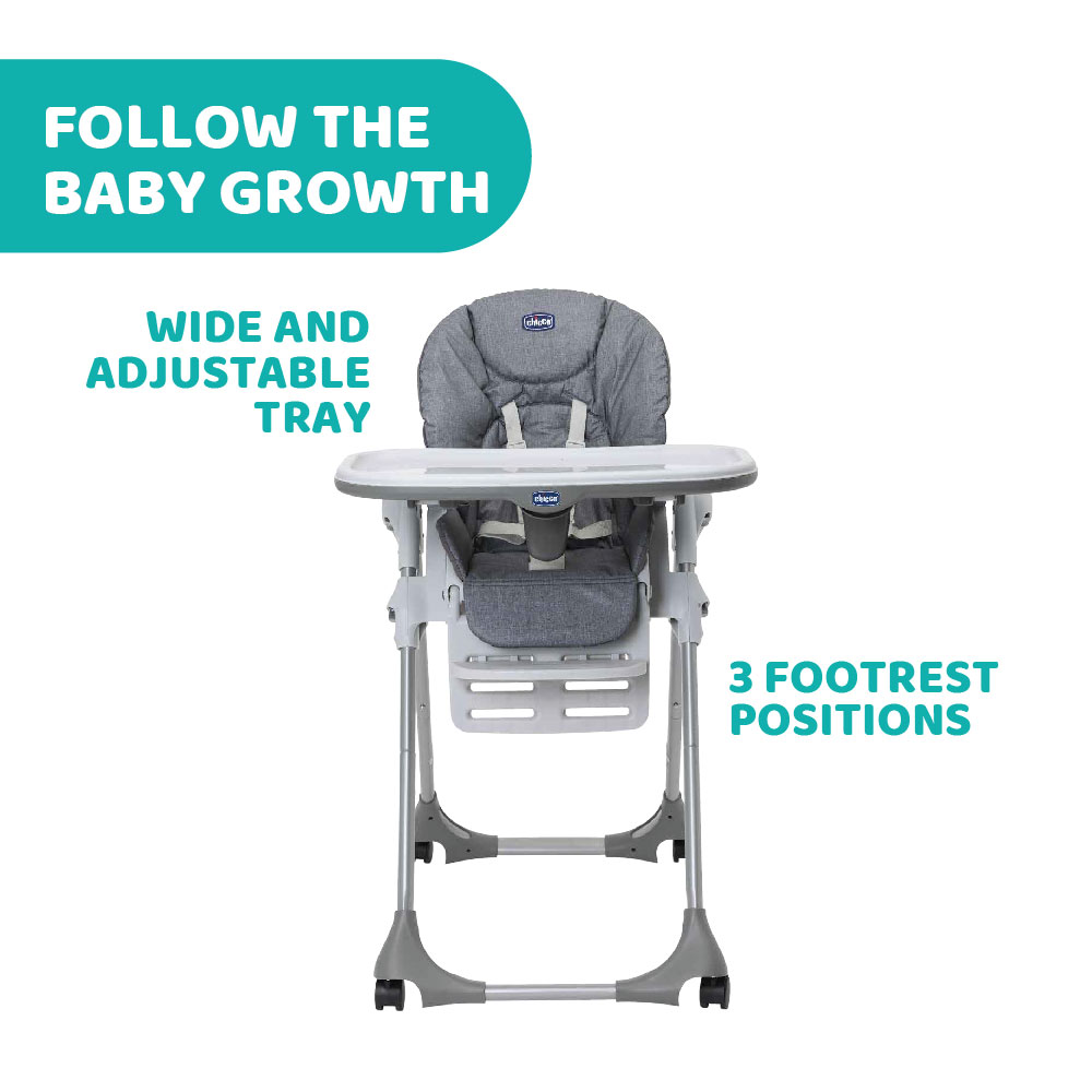 Polly Easy Highchair- Grey Melange