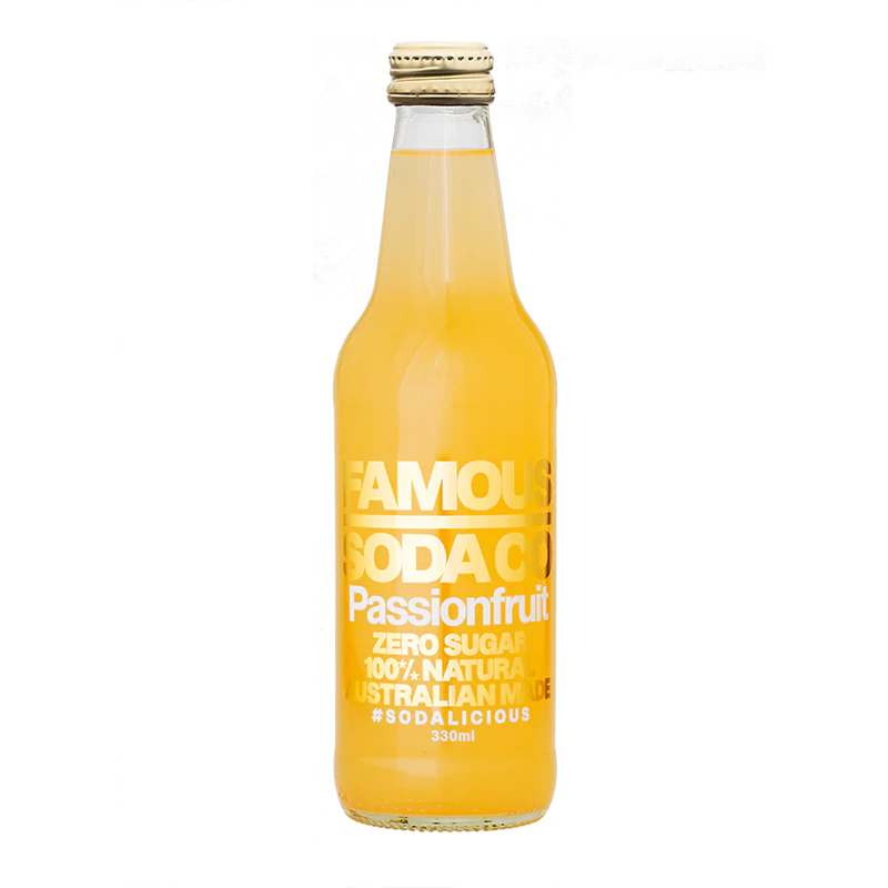 Famous Soda Co Passionfruit - 12 x 330ml Bottles