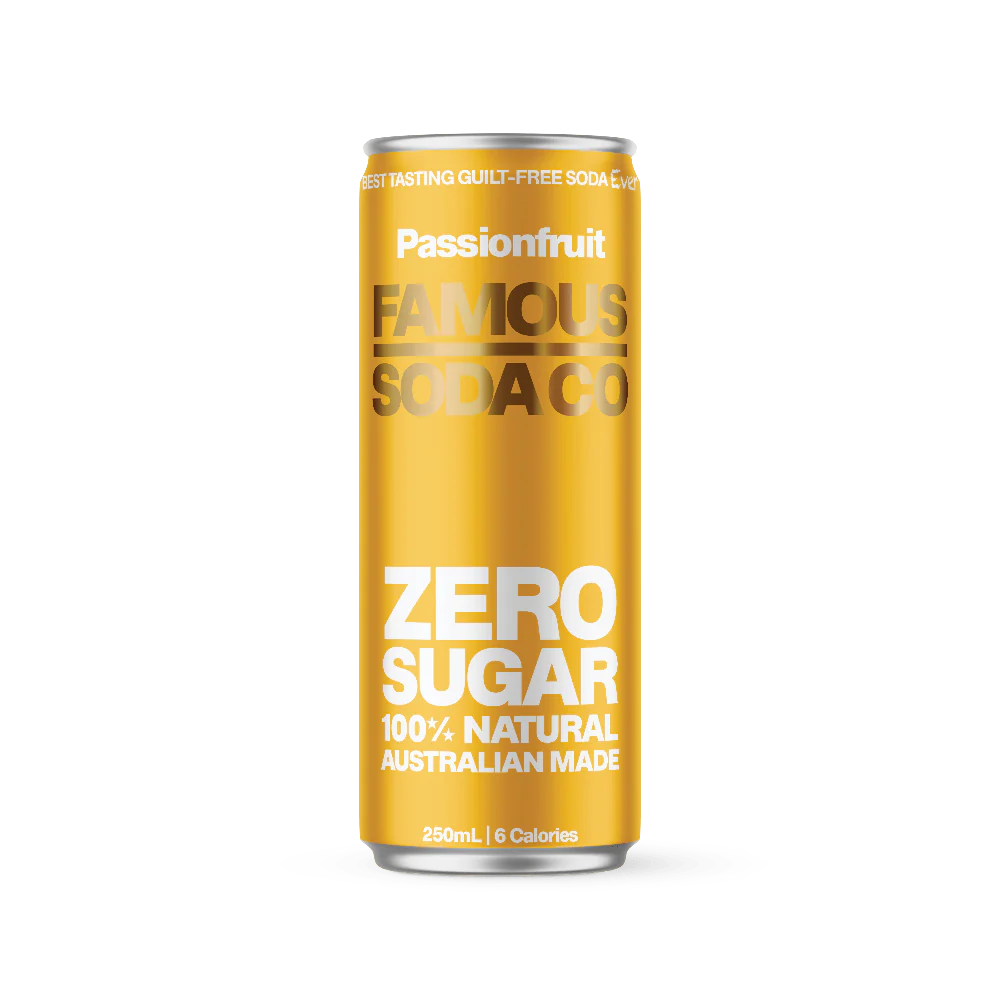 Famous Soda Co Passionfruit - 24 x 250ml Cans