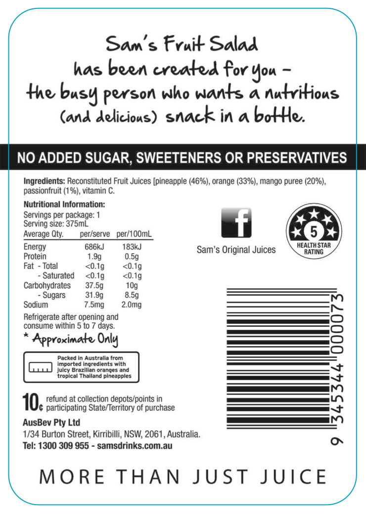 Sam's Fruit Salad Juice 375mL (Case of 12)