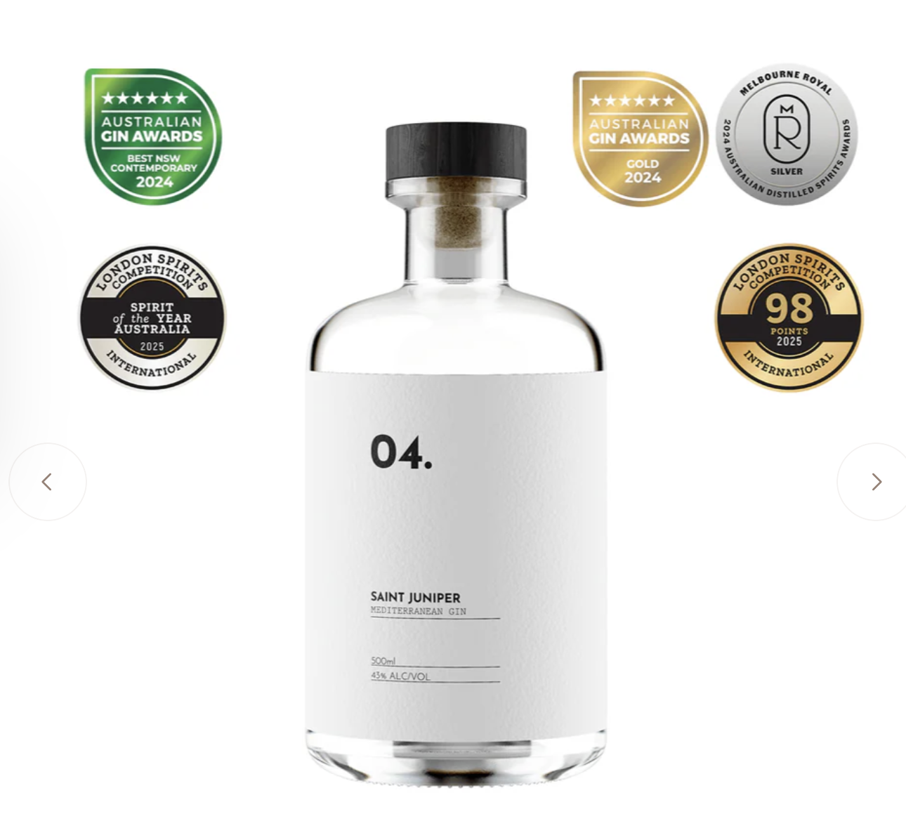 Saint Juniper Mediterranean Gin 500mL (Case of 3)