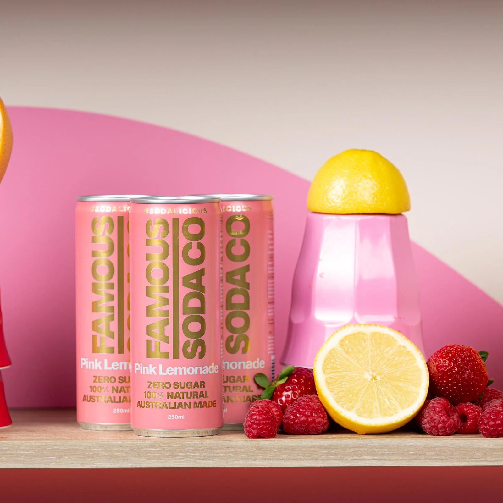 Famous Soda Co Pink Lemonade - 24 x 250ml Cans