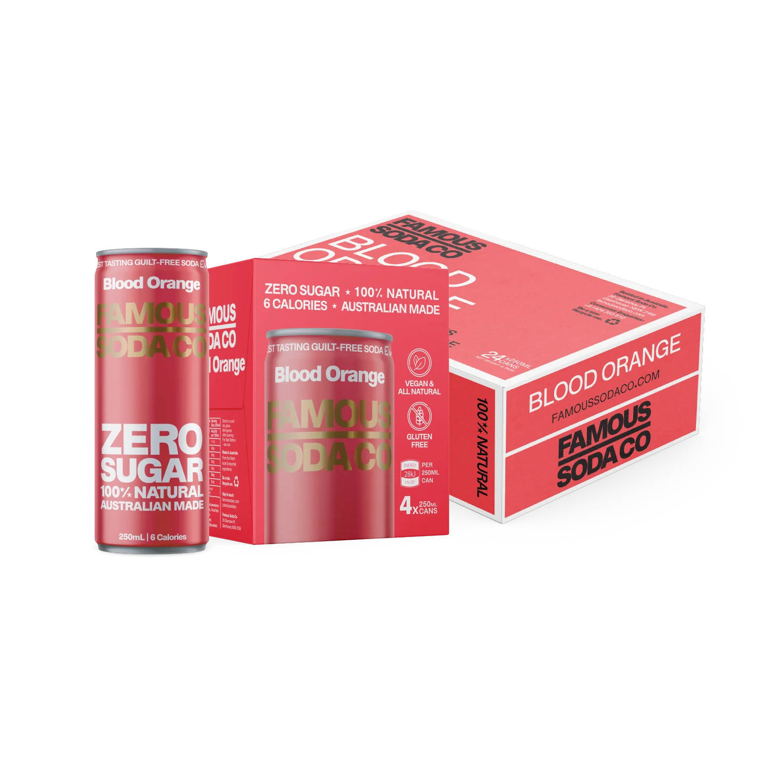 Famous Soda Co Blood Orange - 24 x 250ml Cans