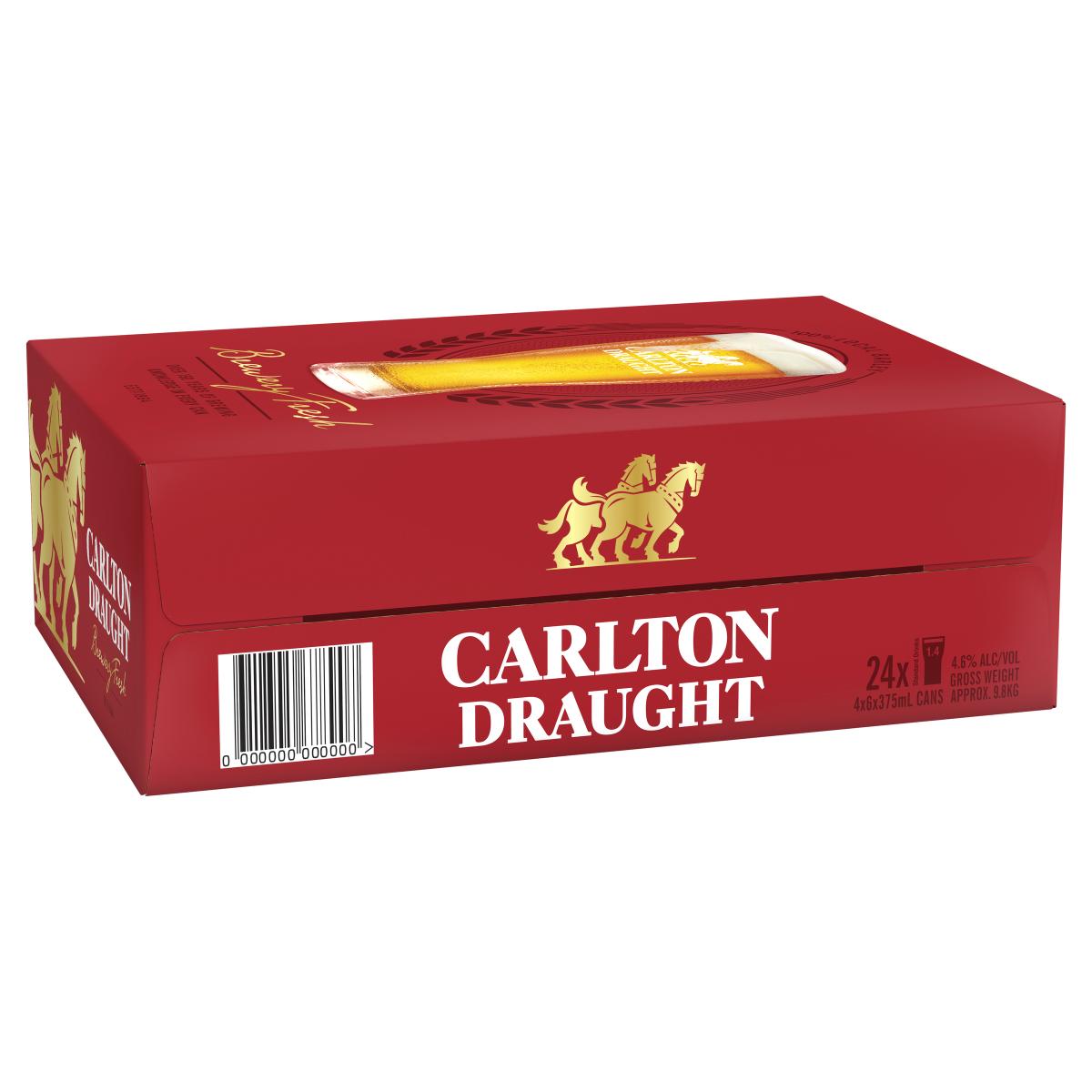Carlton Draught 375mL 4x6 Pack Cans