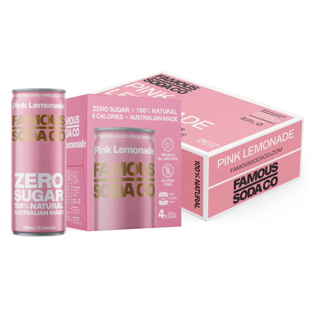 Famous Soda Co Pink Lemonade - 24 x 250ml Cans