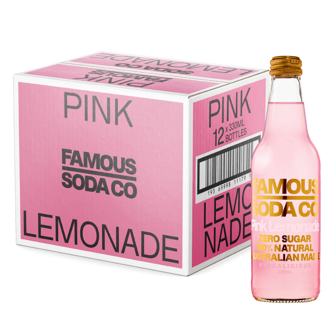 Famous Soda Co Pink Lemonade - 12 x 330ml Bottles