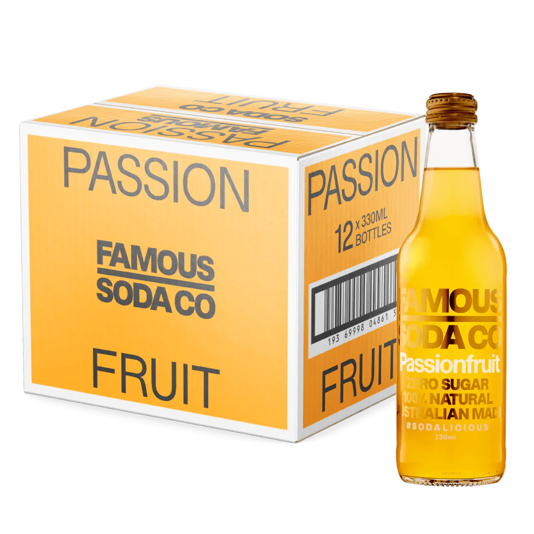 Famous Soda Co Passionfruit - 12 x 330ml Bottles