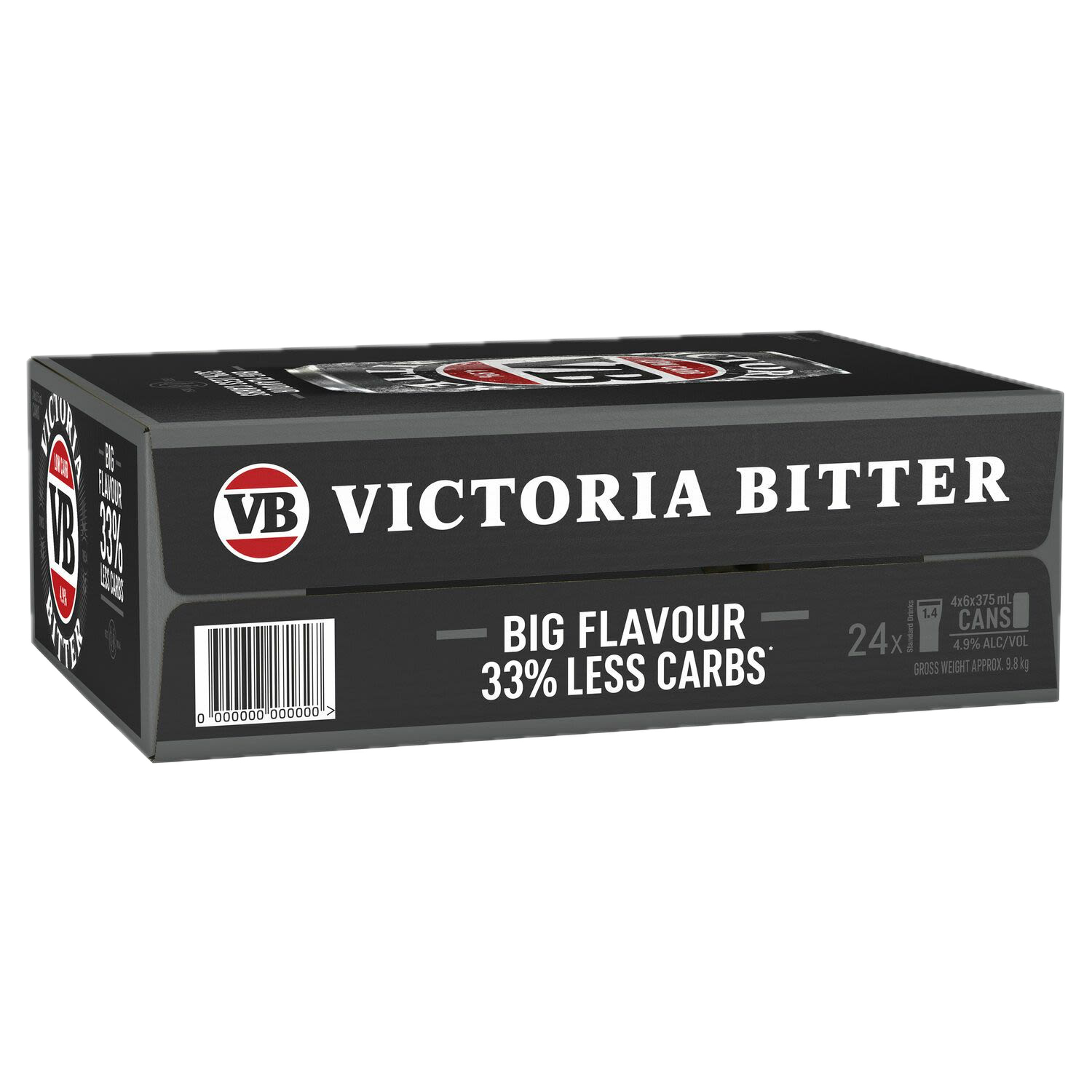 Victoria Bitter Low Carb 375mL Cans 48 Pack
