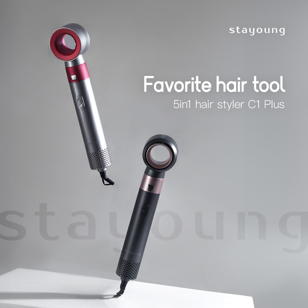 STAYOUNG 5 In 1 Hair STyler C1 Hair Curler Automatic Hair Straighteners Electric Hair Styler Hair Dryers Blow Dryer Brush Dry & Wet Curling Iron Set 5 in 1 accessories Hair Tool