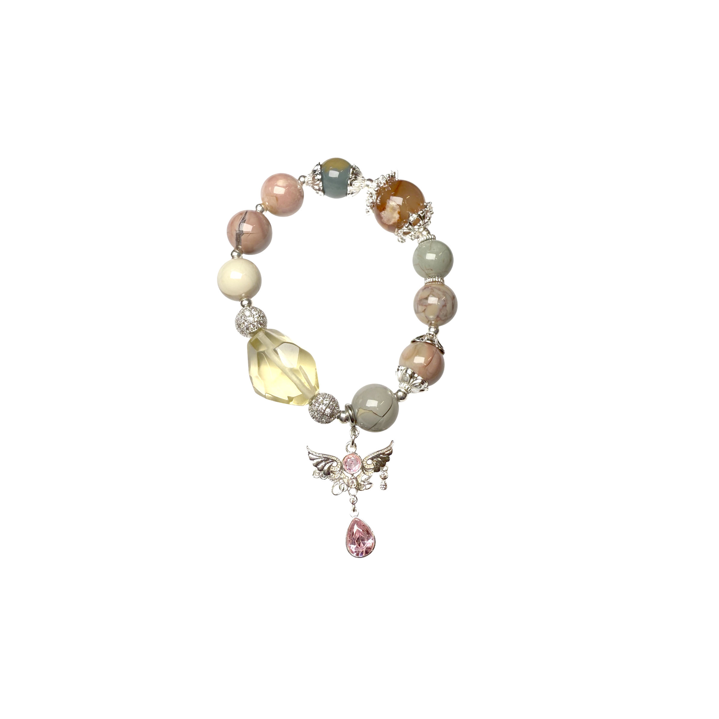 Bespoke Bracelet - Sakura Agate, Alashan, LemonN Quartz