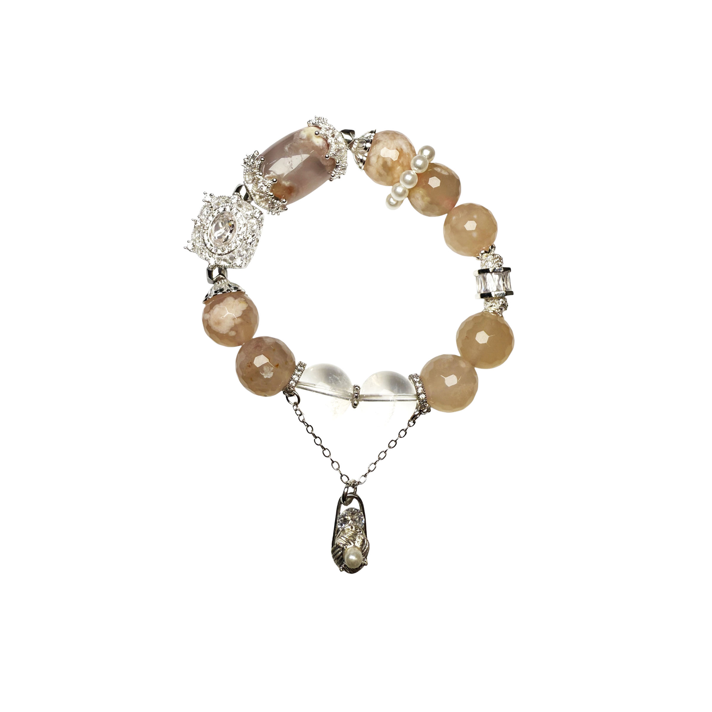Bespoke Bracelet - Clear Quartz, Sakura Agate