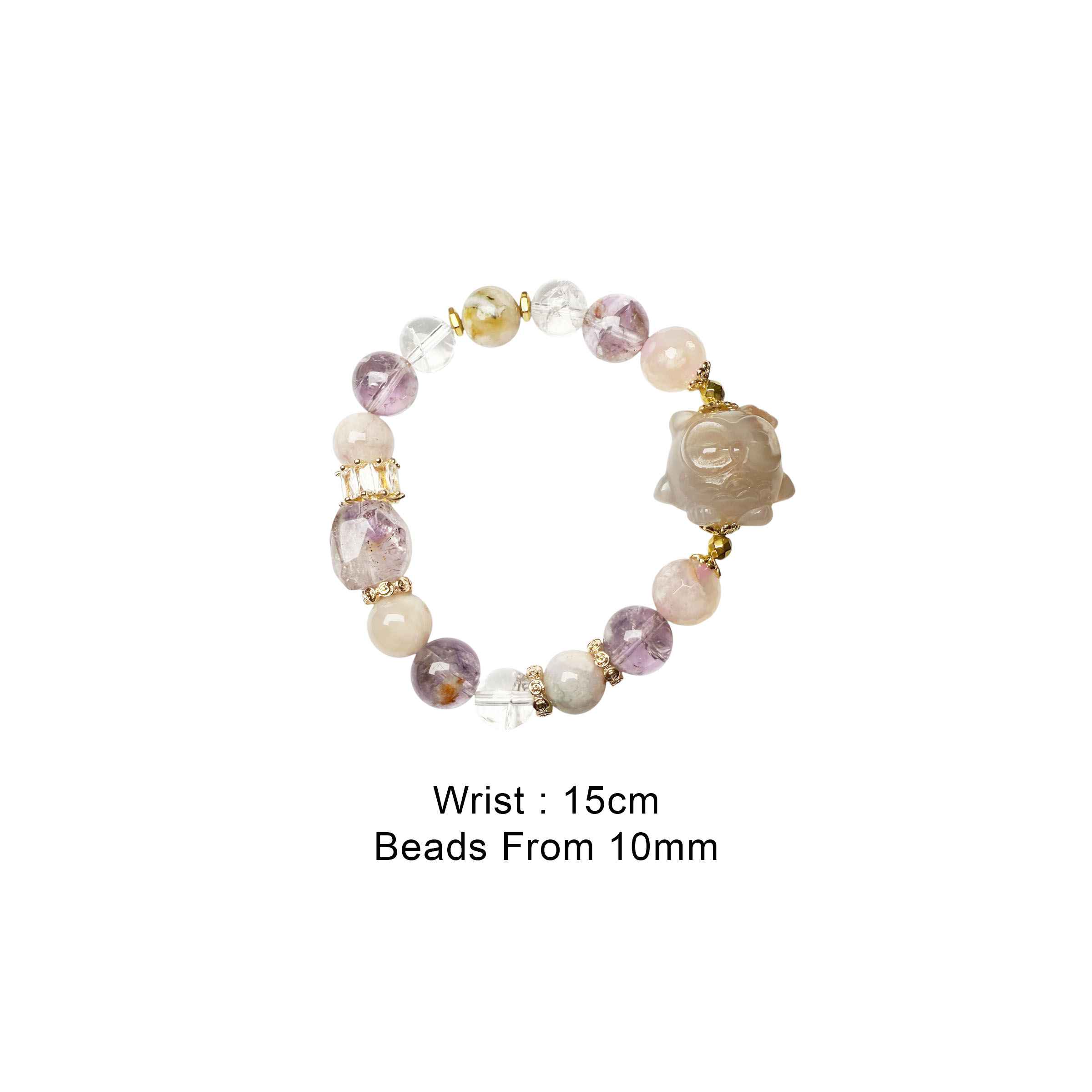 Bespoke Bracelet - Owl Sakura Agate, Amethyst, Clear Quartz