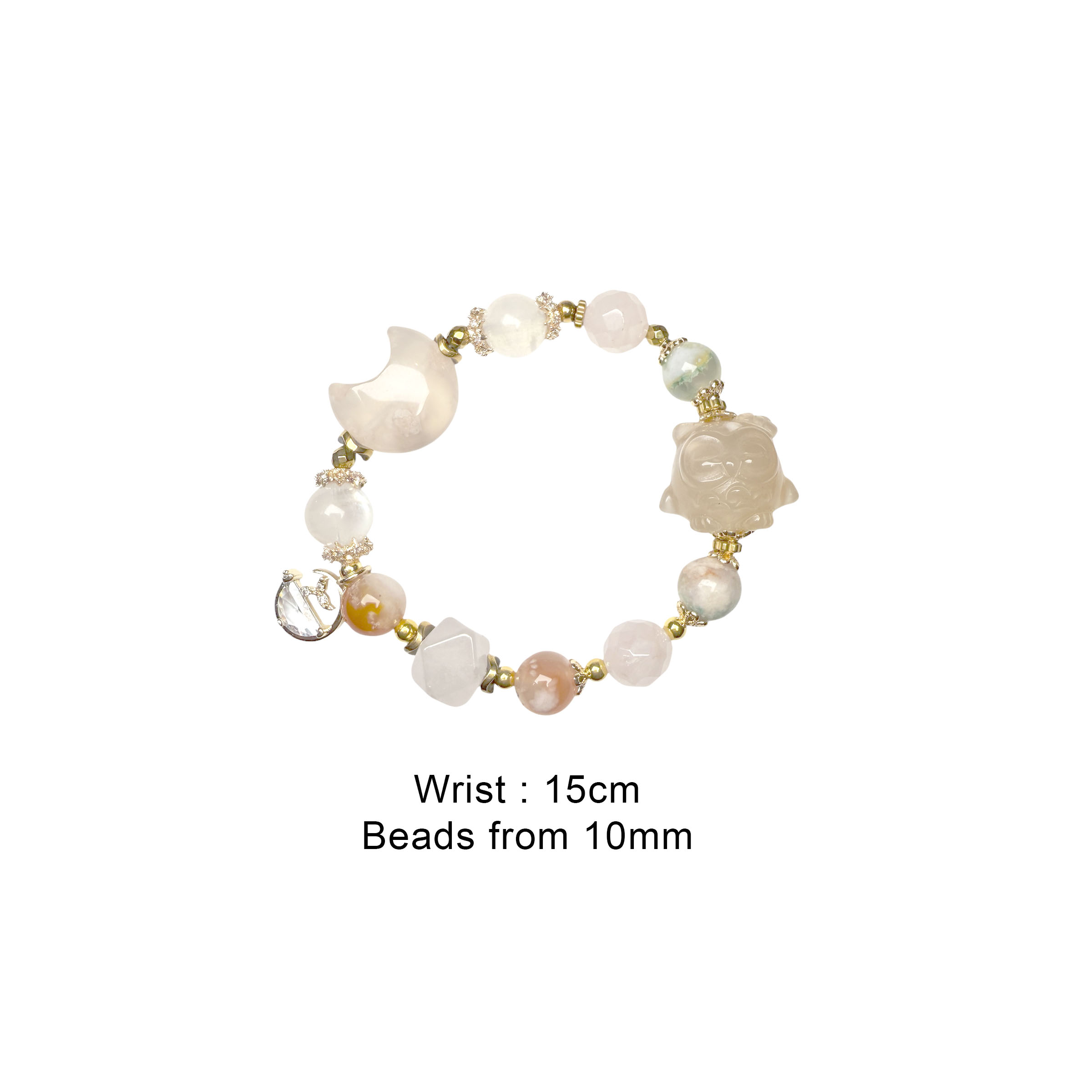 Bespoke Bracelet - Owl Sakura Agate, Faceted Rose Quartz, Moonstone