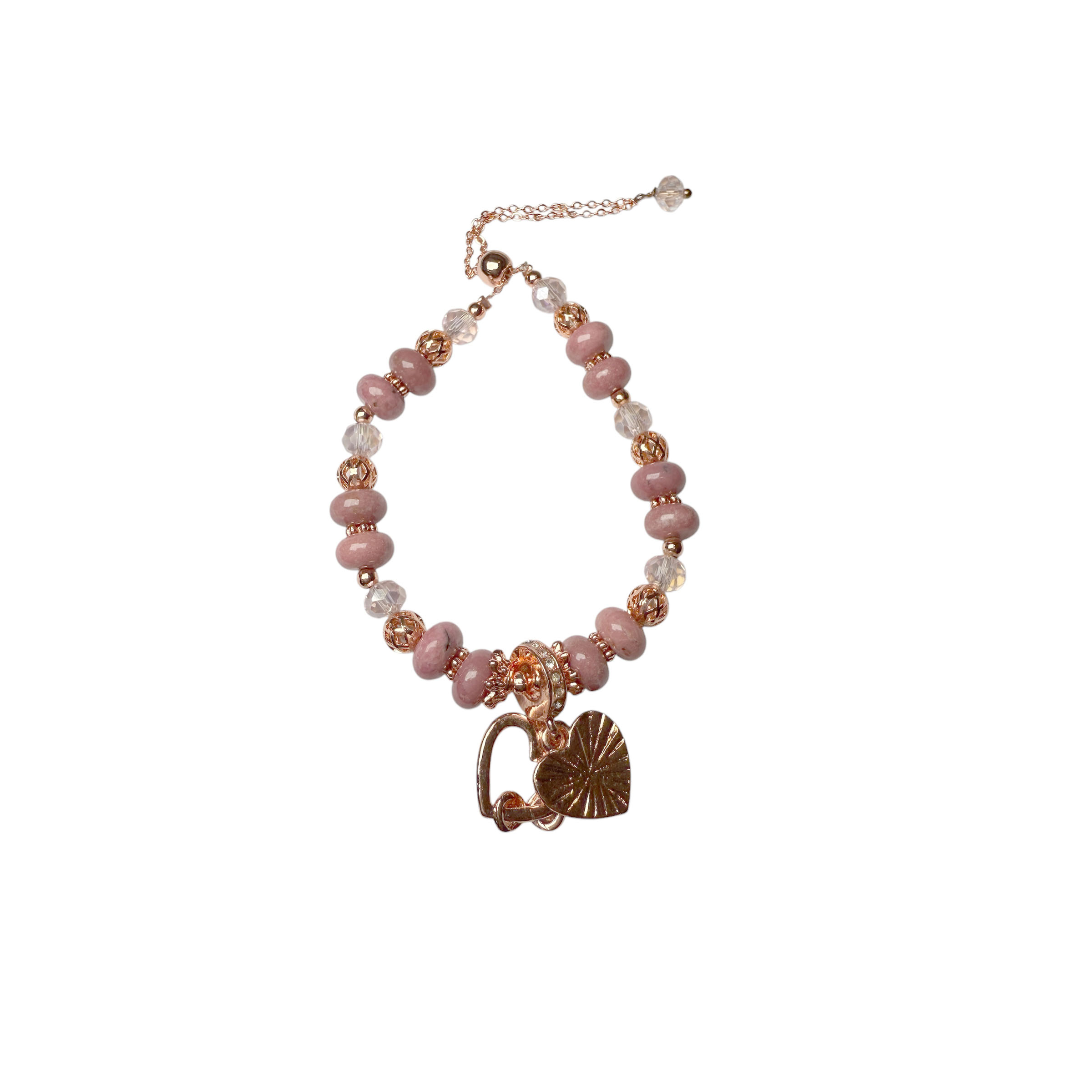 Rhodonite Push Pull Rose Gold Bracelet 