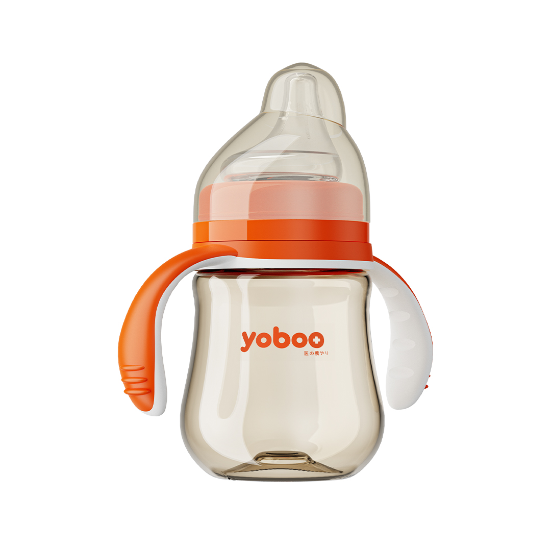 Yoboo Anti-Colic Baby PPSU Feeding Bottle Anti-inflation Off-center Milk Bottle Light Fall-resistant